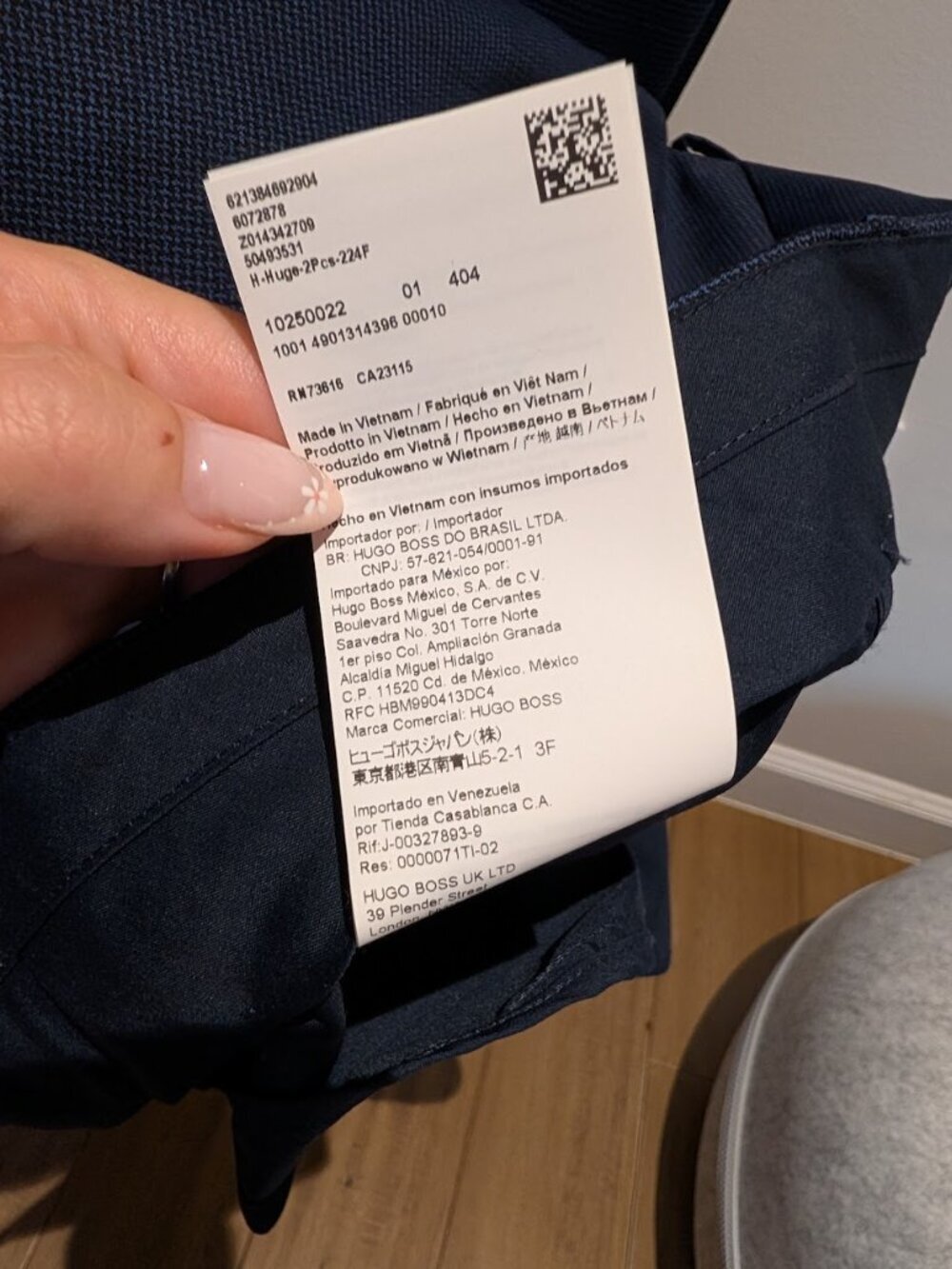 Hugo Boss micro-pattern slim fit suit pants - navy - 44R - Picture 6 of 6